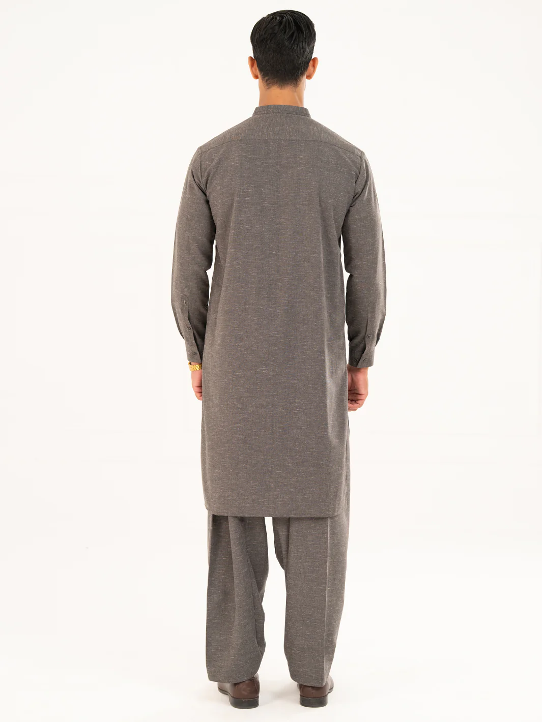 CHARCOAL GREY BLENDED KAMEEZ SHALWAR | AL-KS-3313/AM-15069C - Image 3