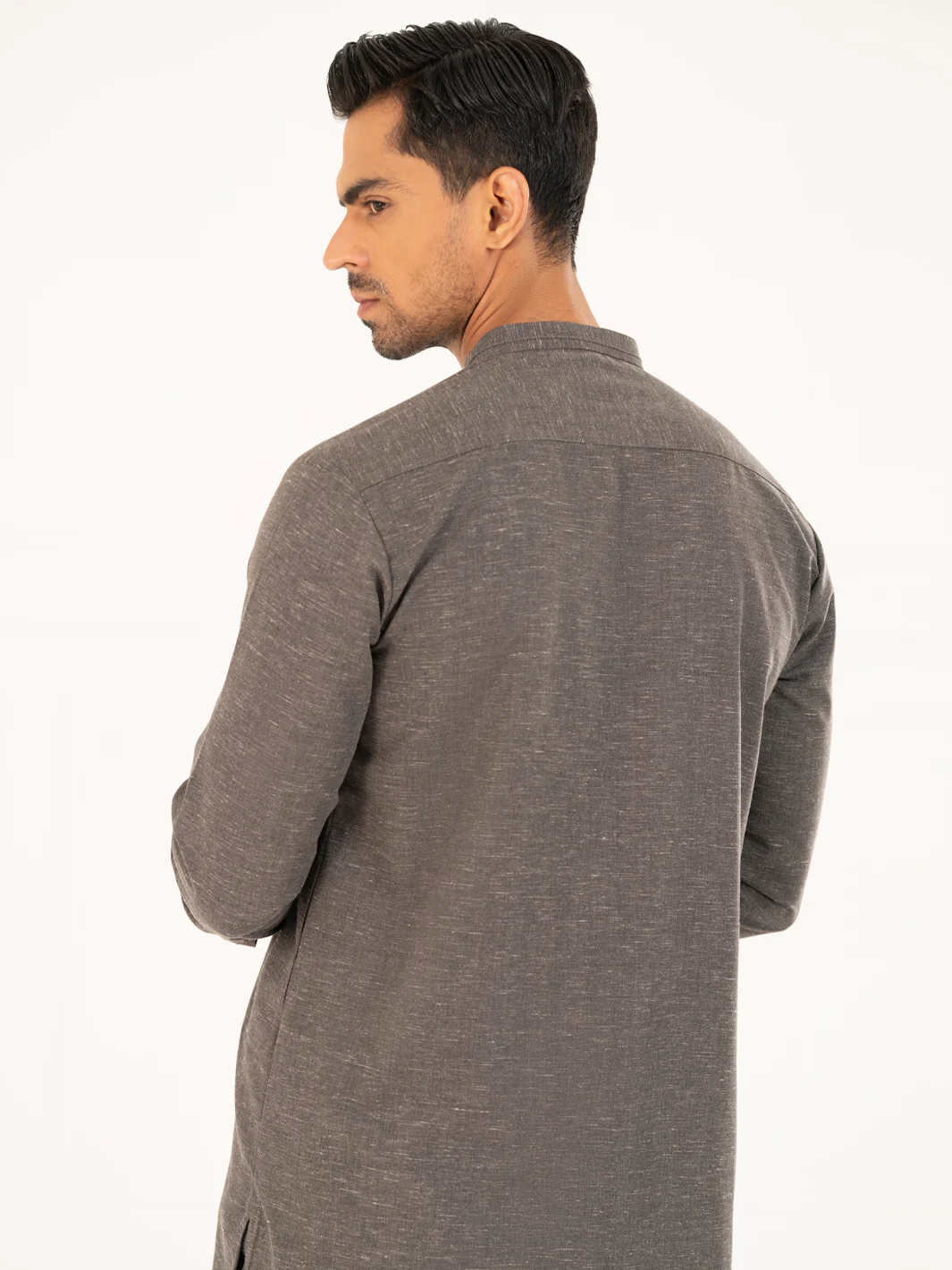 CHARCOAL GREY BLENDED KAMEEZ SHALWAR | AL-KS-3313/AM-15069C - Image 4