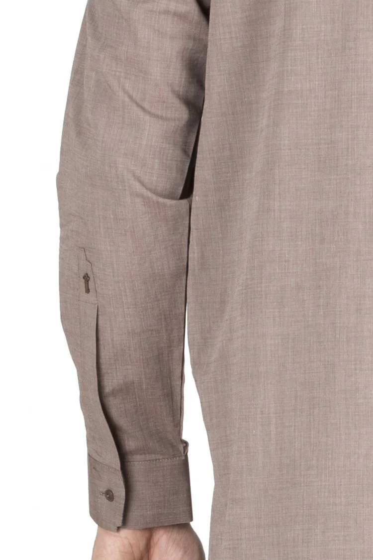 LIGHT BROWN COTTON KAMEEZ SHALWAR | AL-KS-US-2426/AM-689D - Image 2