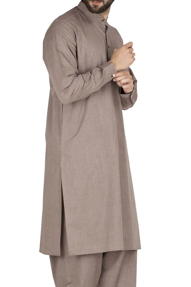 LIGHT BROWN COTTON KAMEEZ SHALWAR | AL-KS-US-2426/AM-689D - Image 3