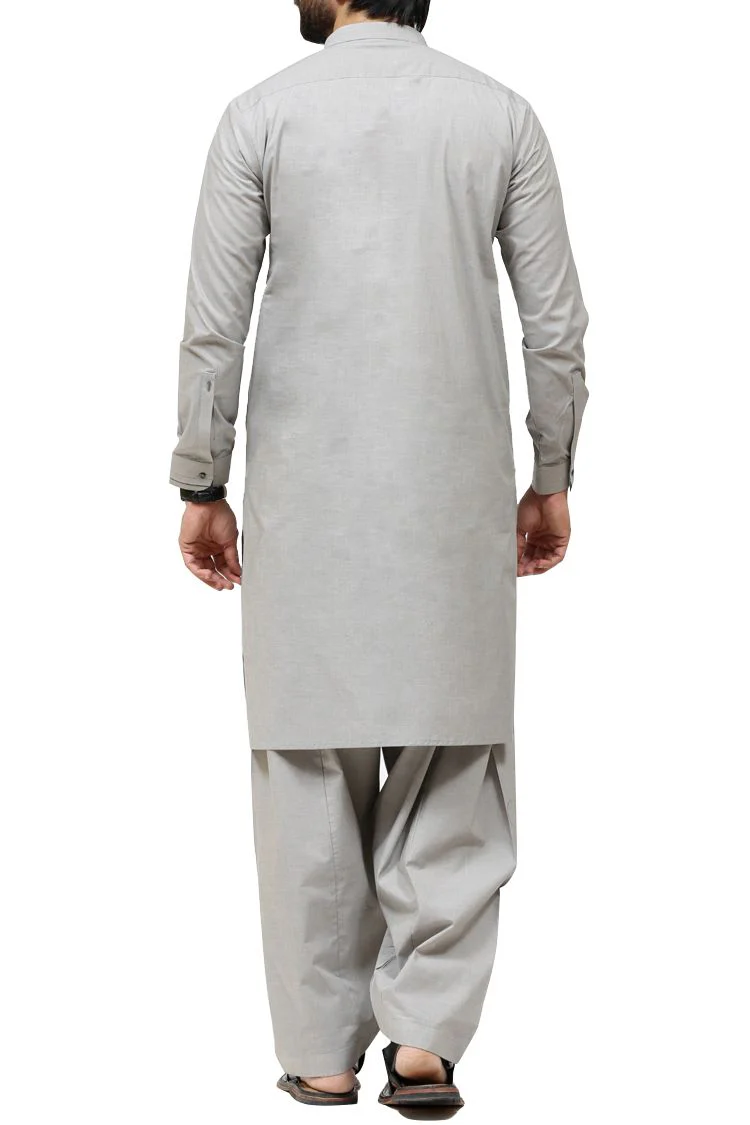 LIGHT GREY COTTON KAMEEZ SHALWAR | AL-KS-US-2427/AM-636A - Image 2