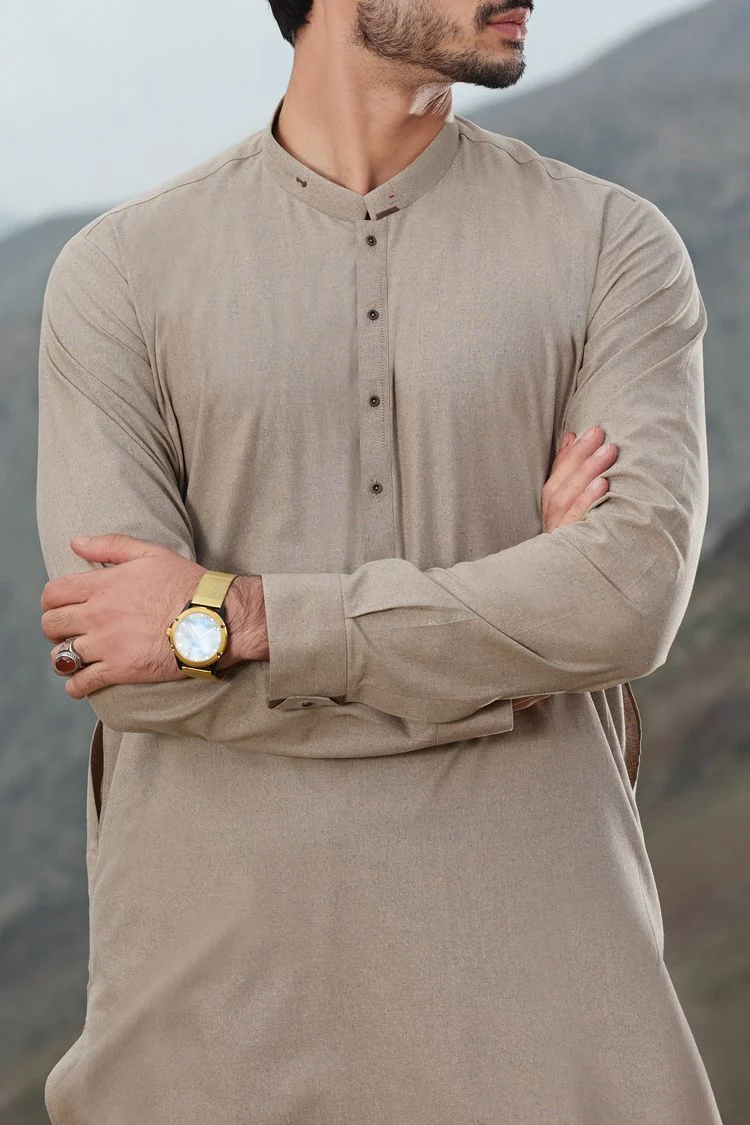 BEIGE VISCOSE KAMEEZ SHALWAR | AL-KS-US-2459/AM-770B - Image 2