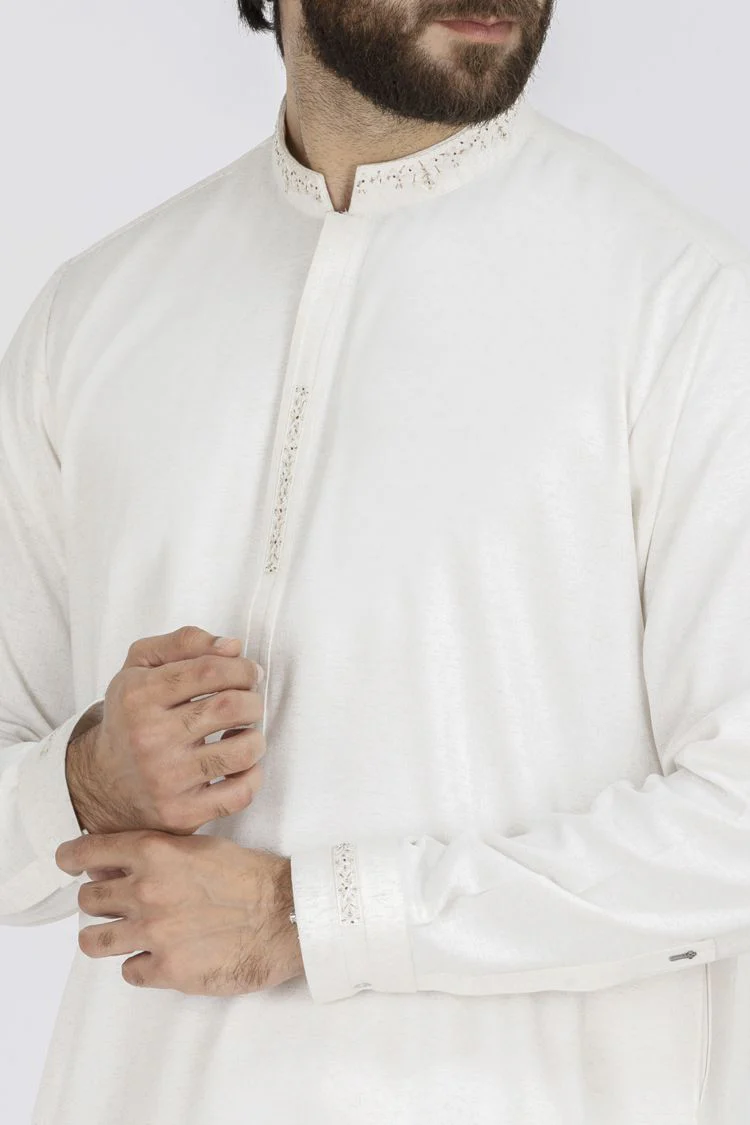 WHITE VISCOSE KAMEEZ SHALWAR | AL-KS-US-2467/AM-747A - Image 2