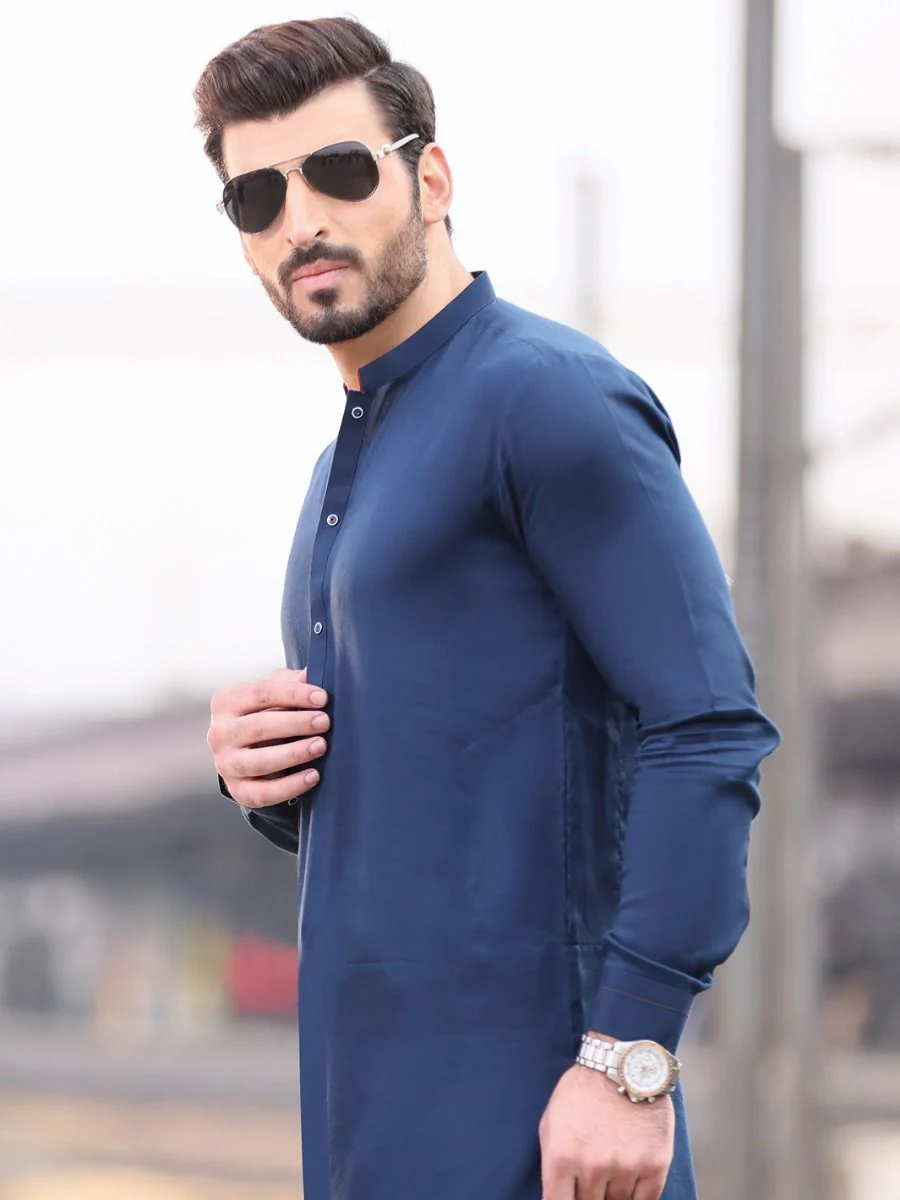 NAVY BLUE COTTON KAMEEZ SHALWAR | AL-KS-US-2527 V-1 2021 - Image 2