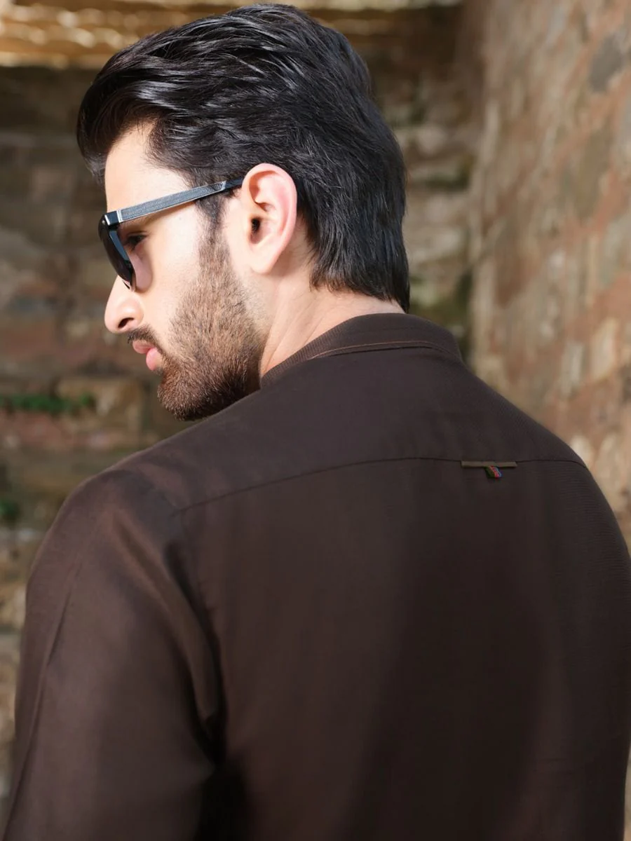 DARK BROWN COTTON KAMEEZ SHALWAR | AL-KS-US-2528 V-4 2020 - Image 2
