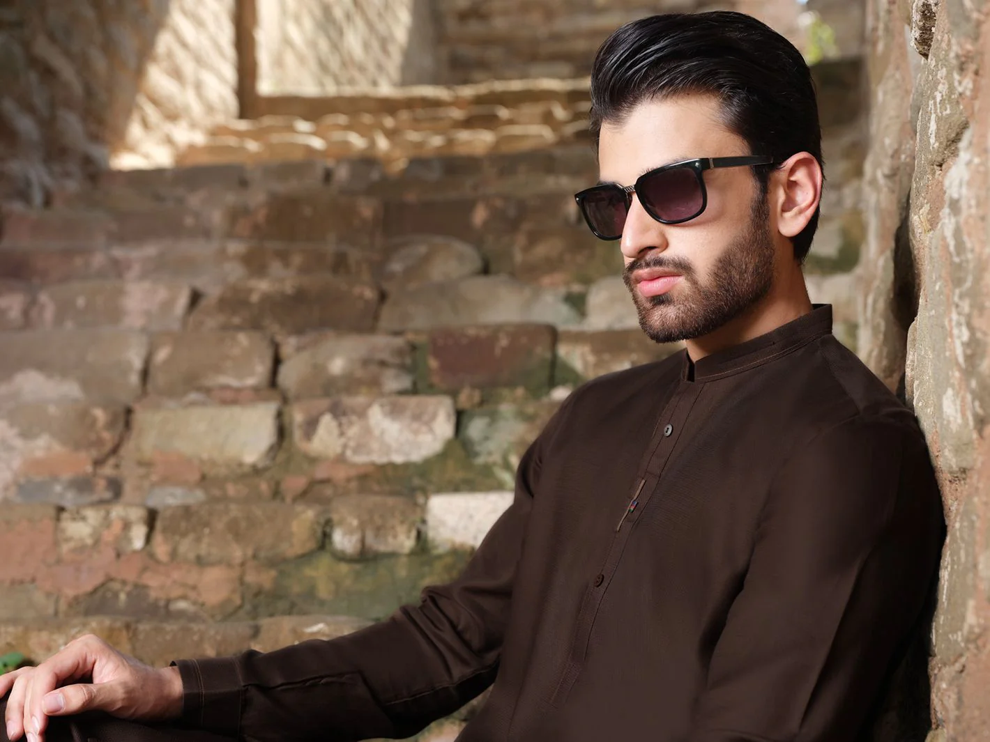 DARK BROWN COTTON KAMEEZ SHALWAR | AL-KS-US-2528 V-4 2020 - Image 4