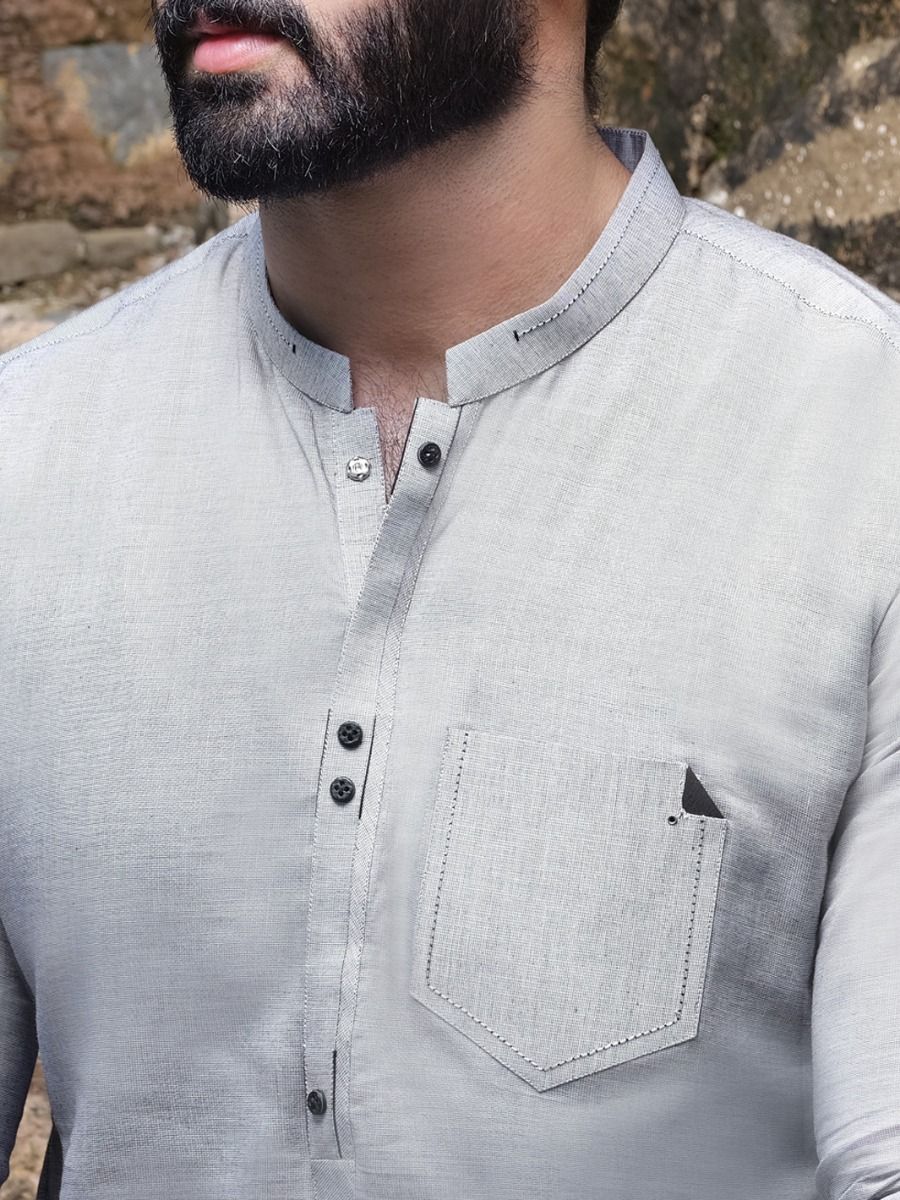 GREY COTTON KAMEEZ SHALWAR | AL-KS-US-2534 V-4 2020 - Image 2