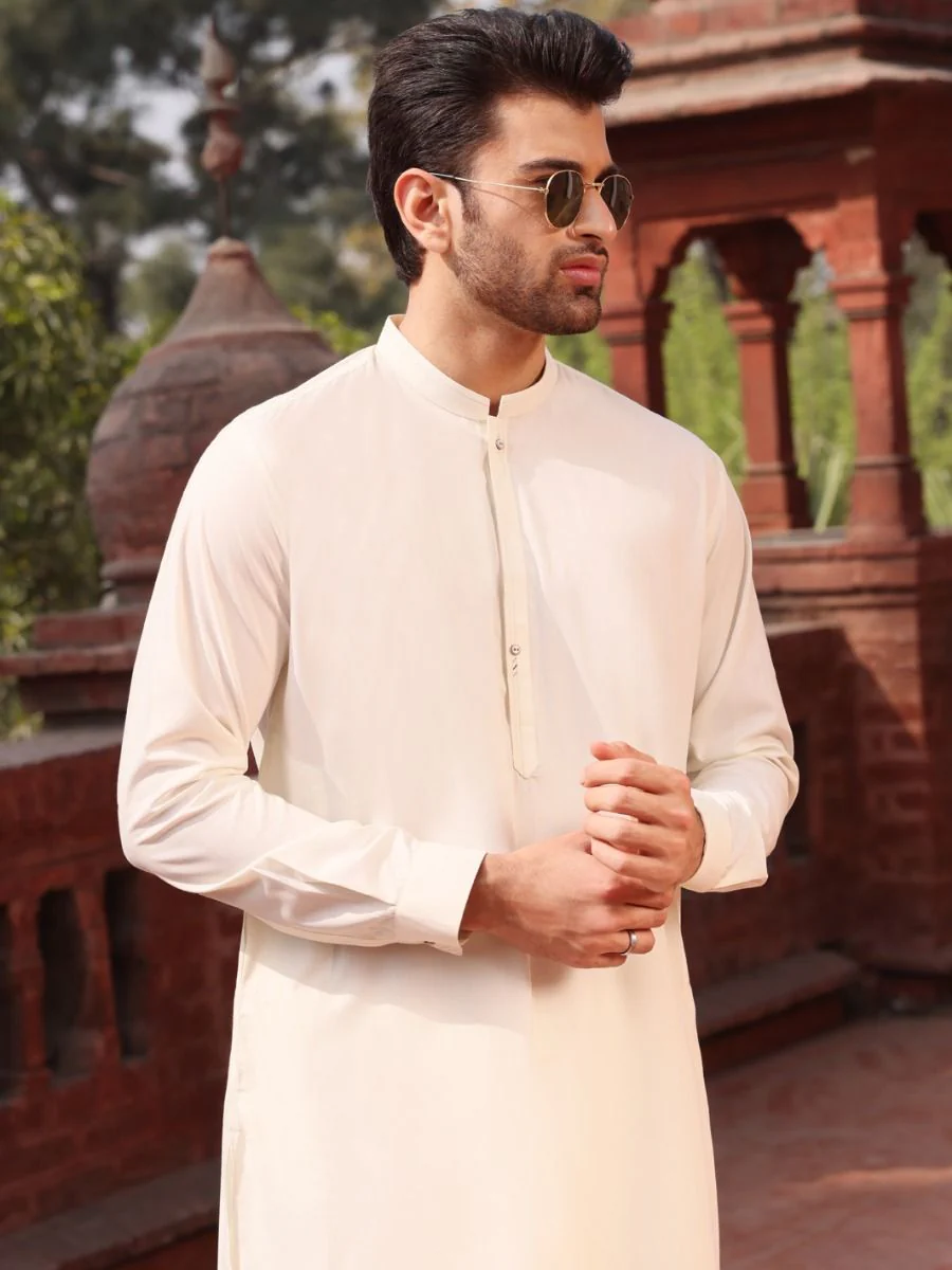 CREAM VISCOSE KAMEEZ SHALWAR | AL-KS-US-2538 V-2 2021 - Image 2