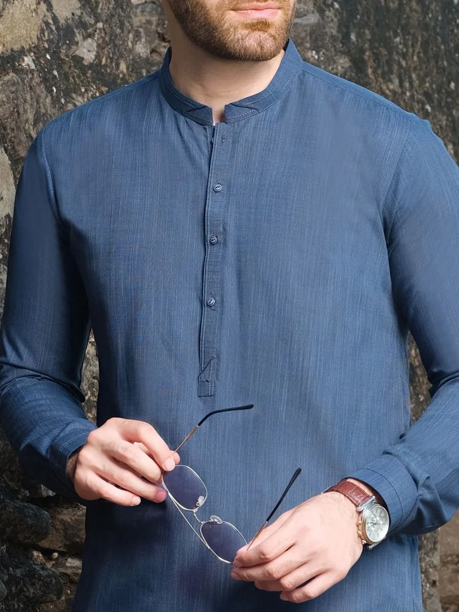 BLUE VISCOSE KAMEEZ SHALWAR | AL-KS-US-2544 V-4 2020 - Image 3