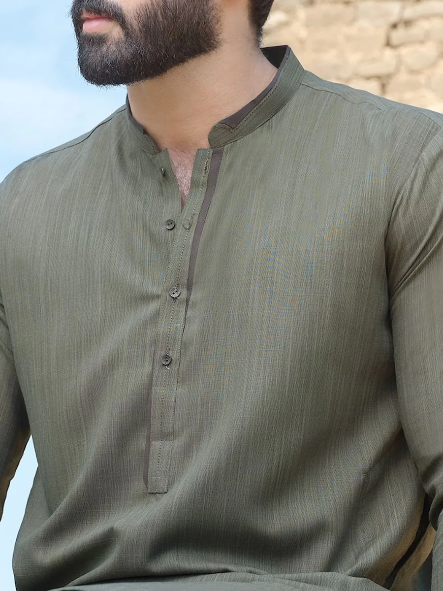 GREEN VISCOSE KAMEEZ SHALWAR | AL-KS-US-2550 V-4 2020 - Image 2