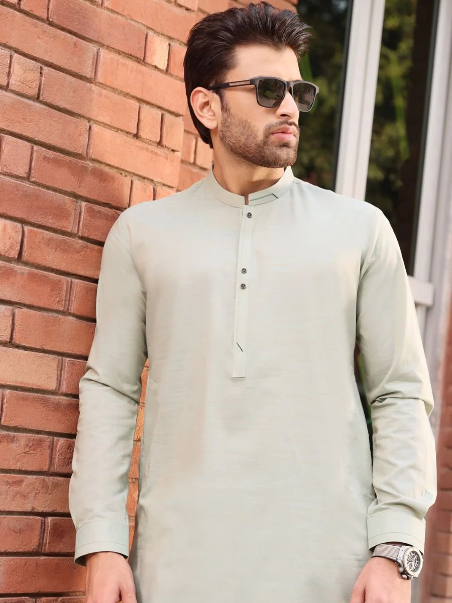 LIGHT GREEN COTTON KAMEEZ SHALWAR | AL-KS-US-2551 V-2 2021 - Image 2