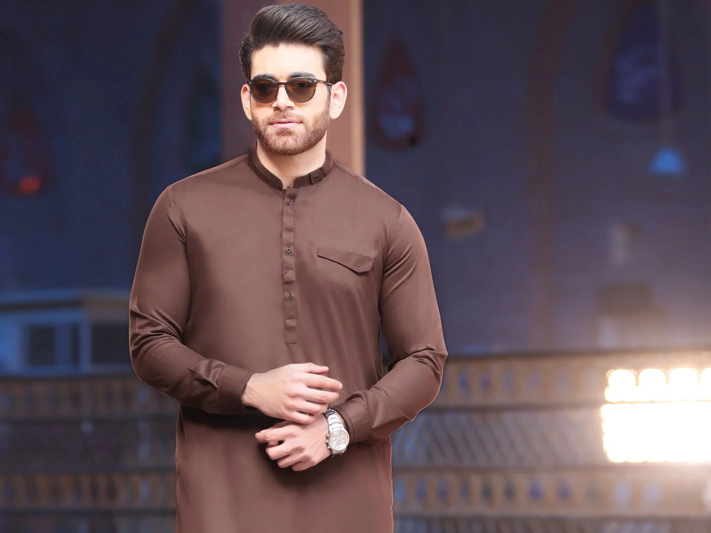 BROWN VISCOSE KAMEEZ SHALWAR | AL-KS-US-2557 V-1 2021 - Image 2