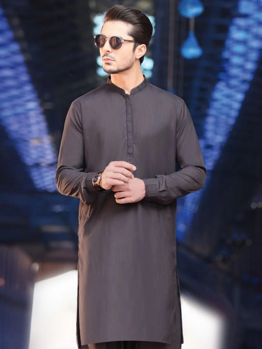 DARK GREY VISCOSE KAMEEZ SHALWAR | AL-KS-US-2565 V-1 2021 - Image 2