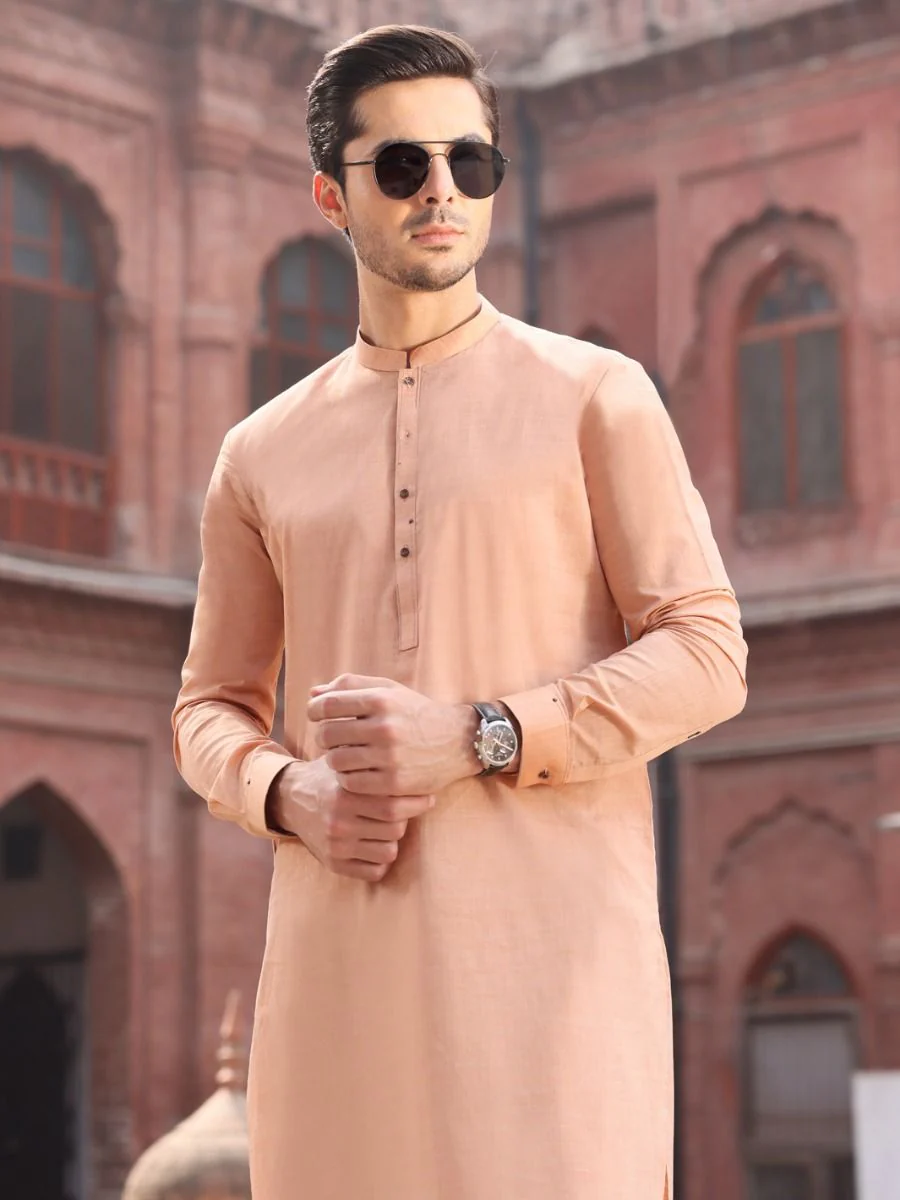 PEACH COTTON KAMEEZ SHALWAR | AL-KS-US-2568 V-2 2021 - Image 2
