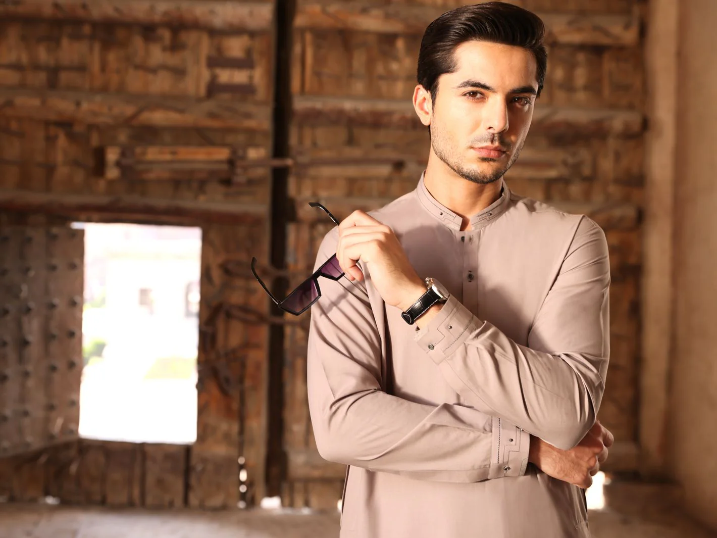 LIGHT GREY VISCOSE KAMEEZ SHALWAR | AL-KS-US-2574 V-2 2021 - Image 3