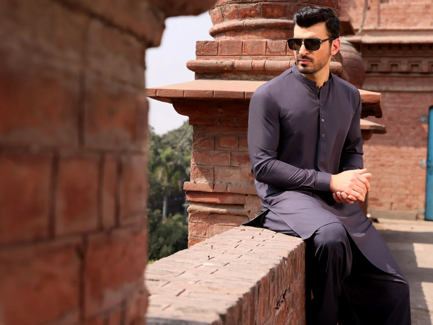 DARK GREY VISCOSE KAMEEZ SHALWAR | AL-KS-US-2581 V-2 2021 - Image 2