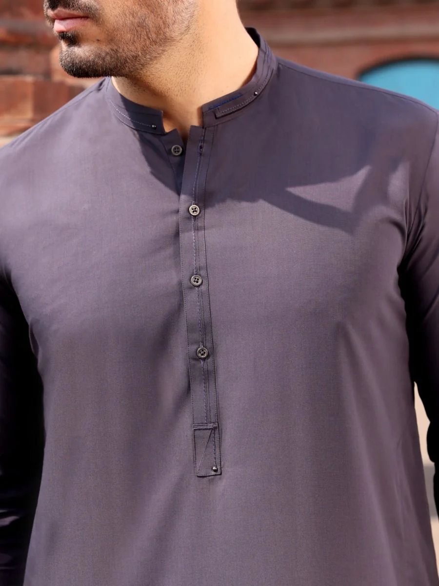 DARK GREY VISCOSE KAMEEZ SHALWAR | AL-KS-US-2581 V-2 2021 - Image 4