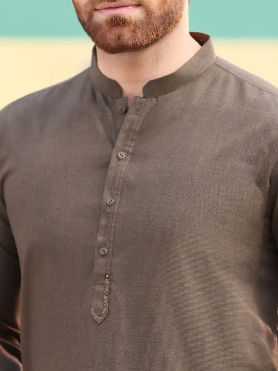 BROWN VISCOSE KAMEEZ SHALWAR | AL-KS-US-2582 V-1 2021 - Image 3