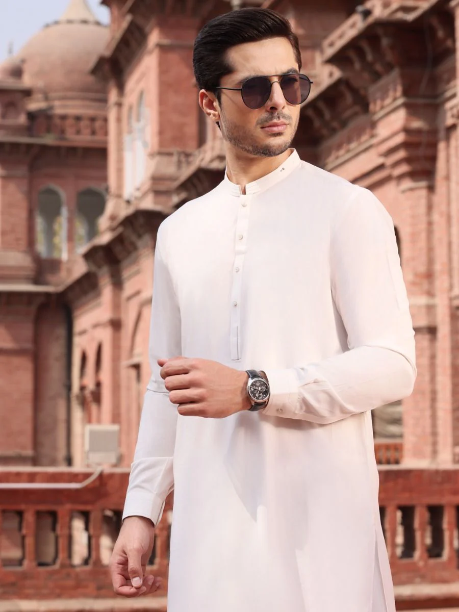 WHITE KAMEEZ SHALWAR | AL-KS-US-2585 V-2 2020 - Image 2
