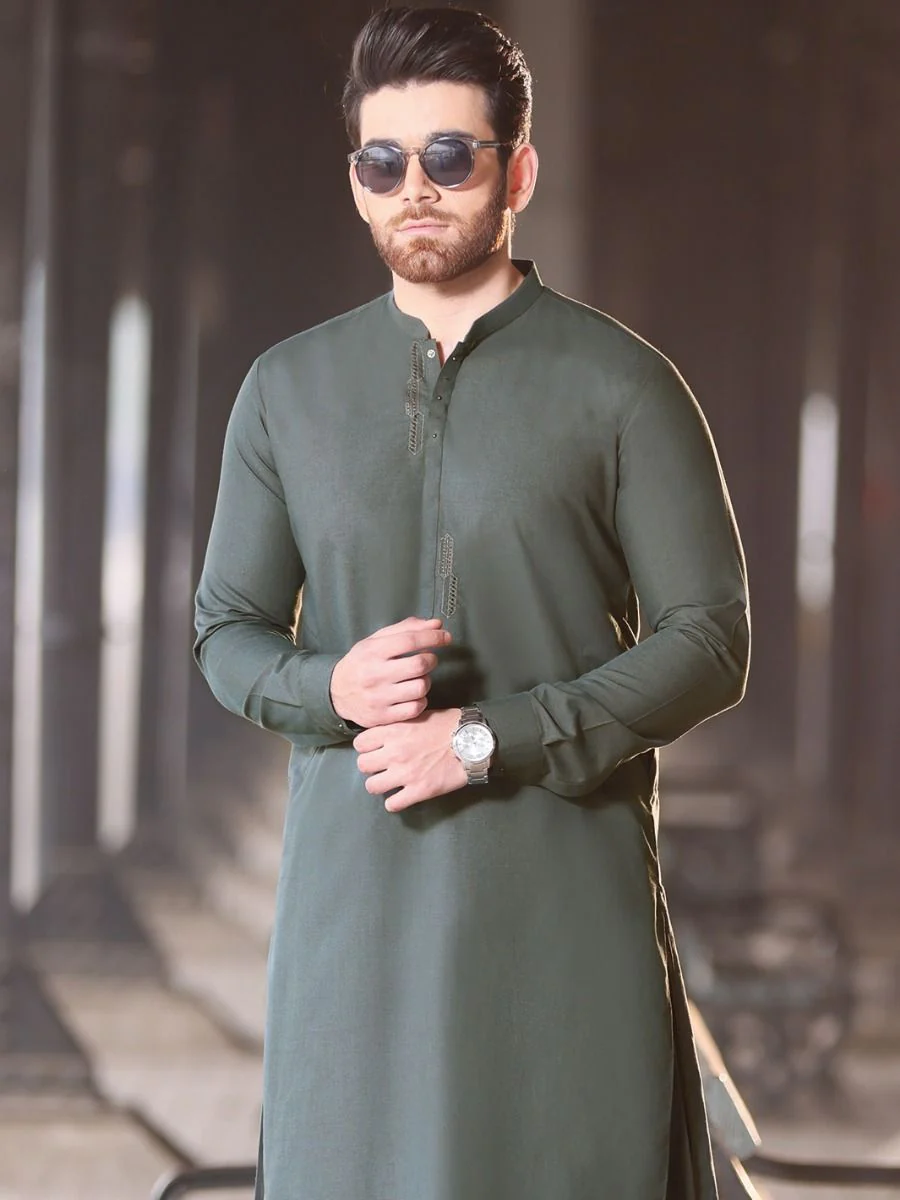 GREEN VISCOSE KAMEEZ SHALWAR | AL-KS-US-2586 V-1 2021 - Image 2