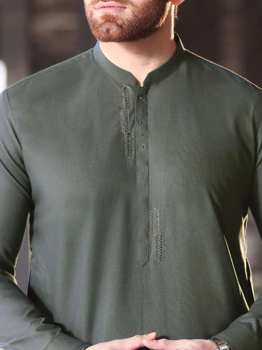 GREEN VISCOSE KAMEEZ SHALWAR | AL-KS-US-2586 V-1 2021 - Image 3