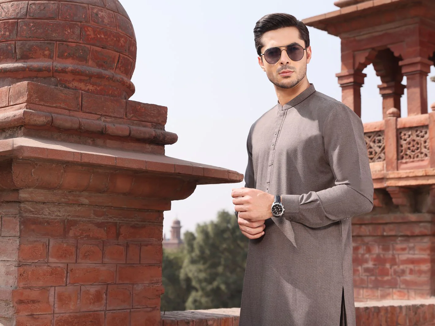 GREY VISCOSE KAMEEZ SHALWAR | AL-KS-US-2589 V-2 2021 - Image 3