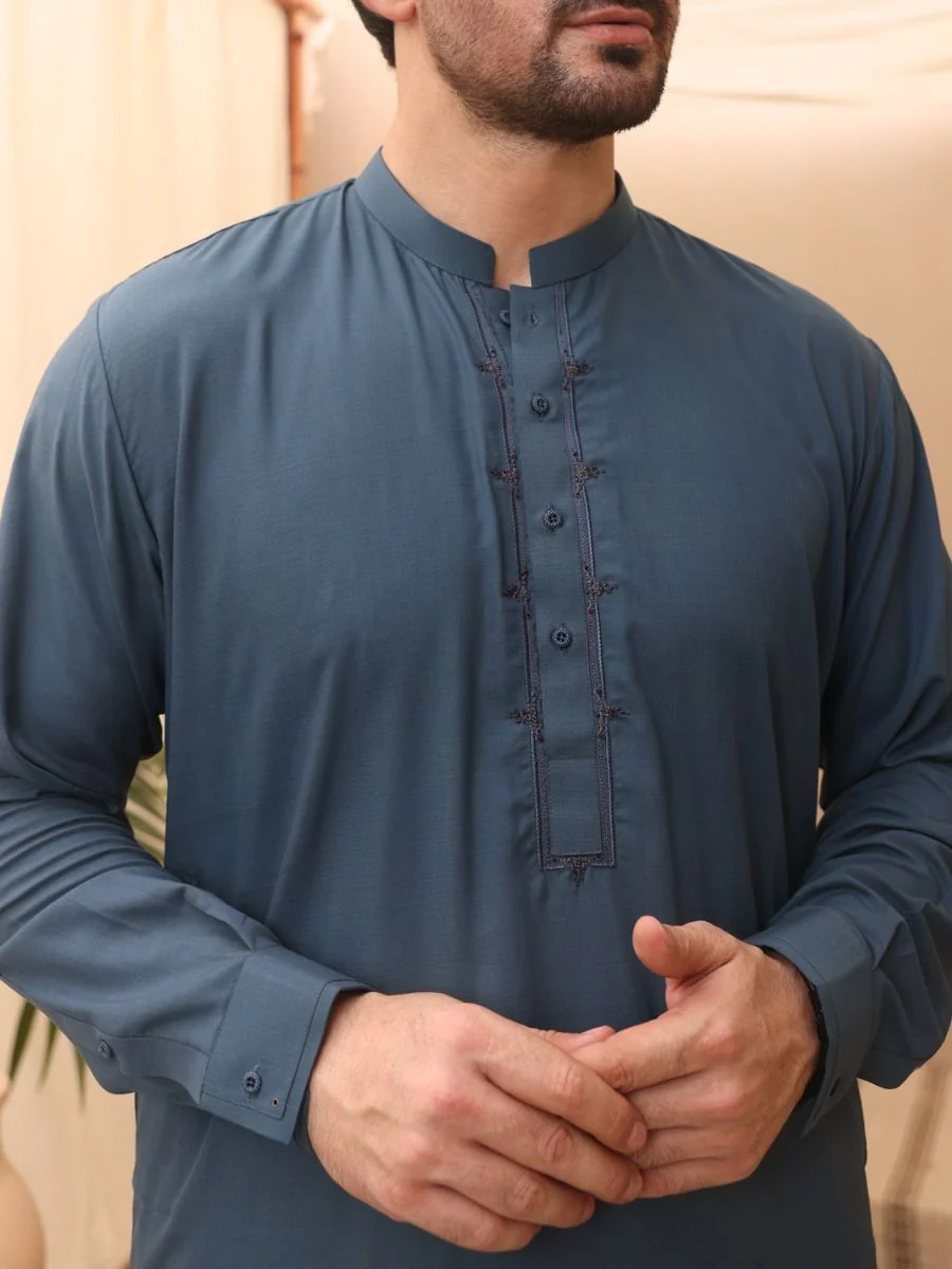BLUE KAMEEZ SHALWAR | AL-KS-US-2591B V-2 2021 - Image 3