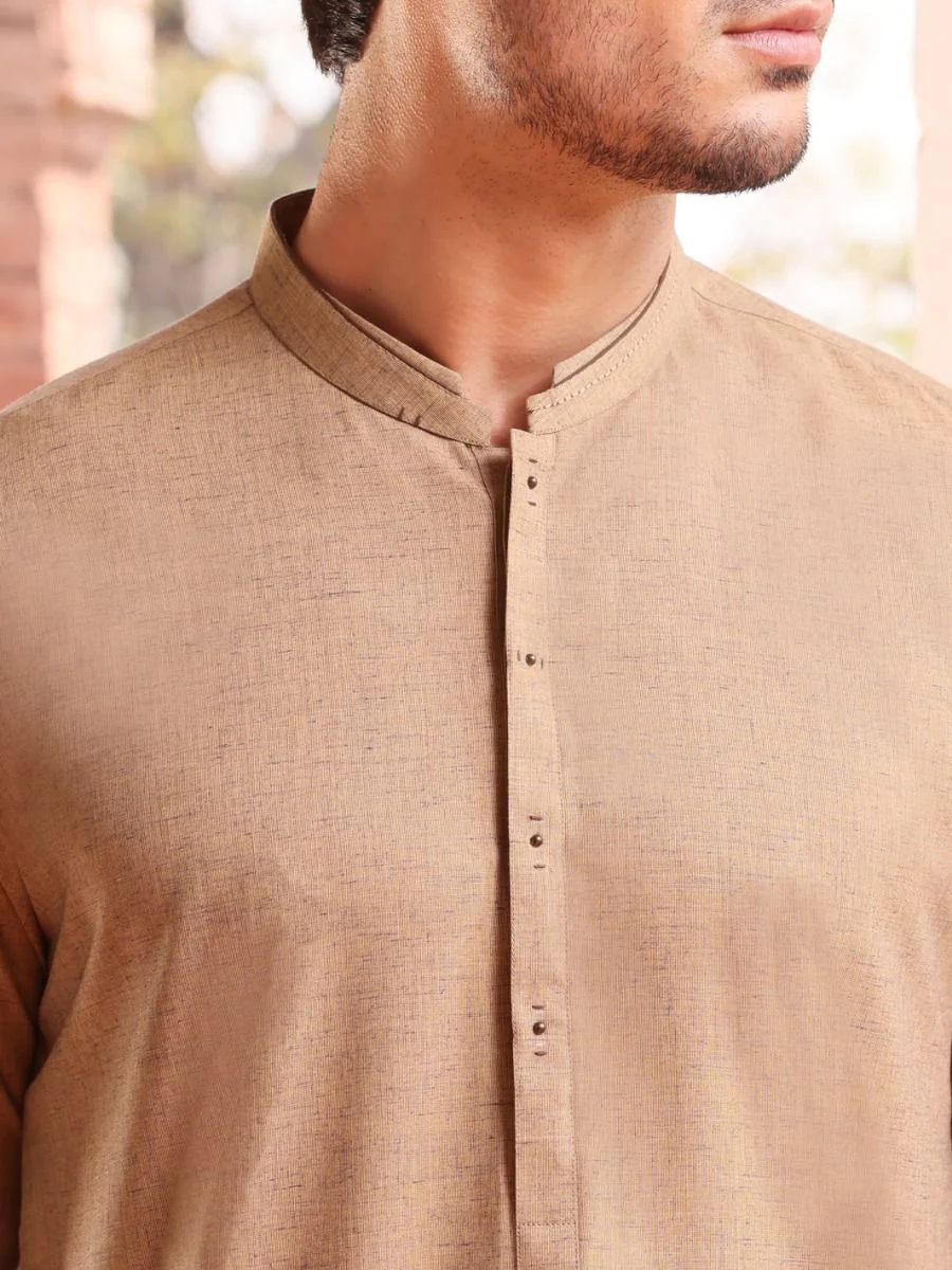 BEIGE BLENDED KAMEEZ SHALWAR | AL-KS-US-2595 V-2 2021 - Image 2