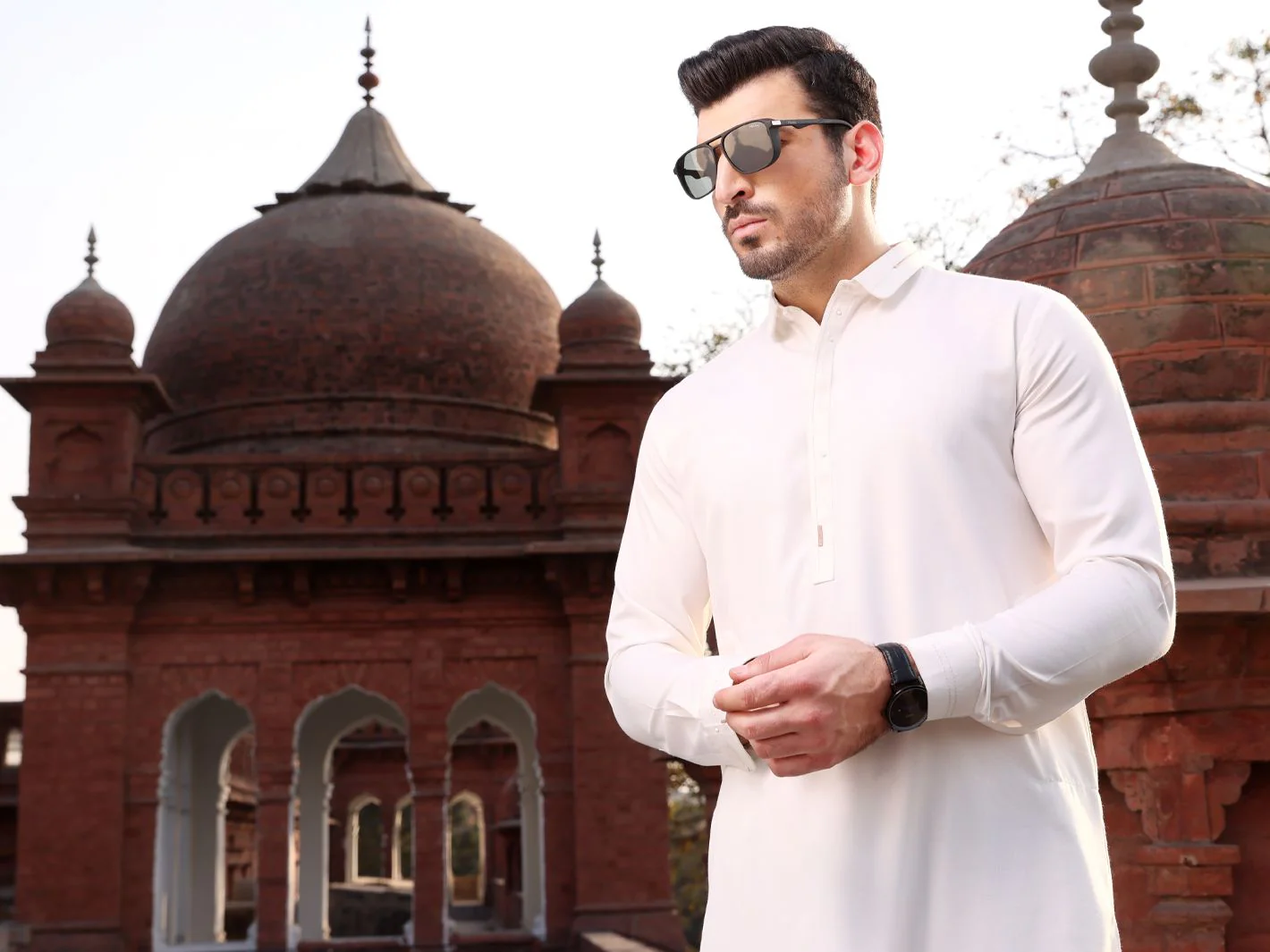 WHITE VISCOSE KAMEEZ SHALWAR | AL-KS-US-2596 V-2 2021 - Image 3