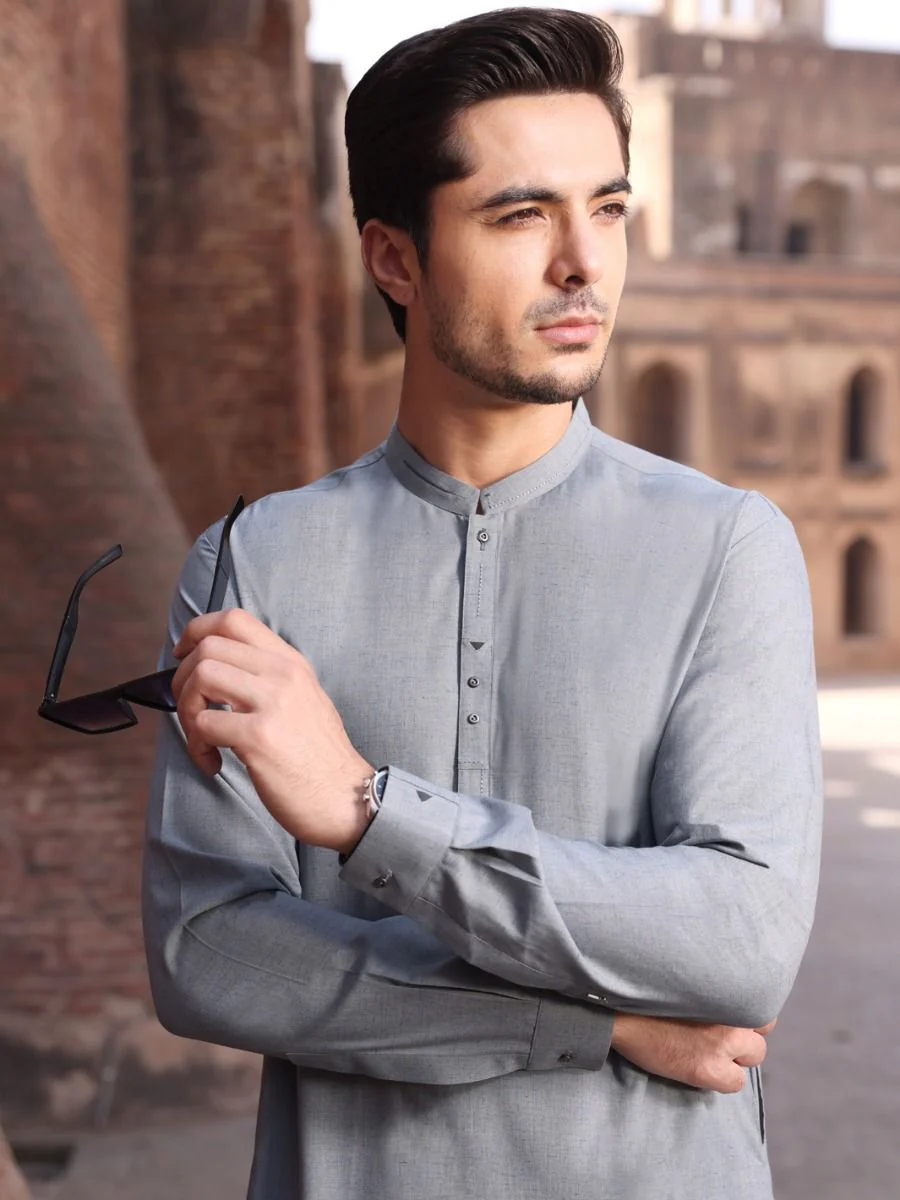 LIGHT BLUE BLENDED KAMEEZ SHALWAR | AL-KS-US-2600 V-2 2021 - Image 2