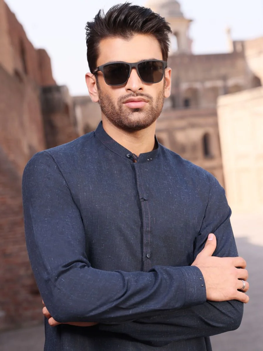 BLUE BLENDED KAMEEZ SHALWAR | AL-KS-US-2601 V-2 2021 - Image 2