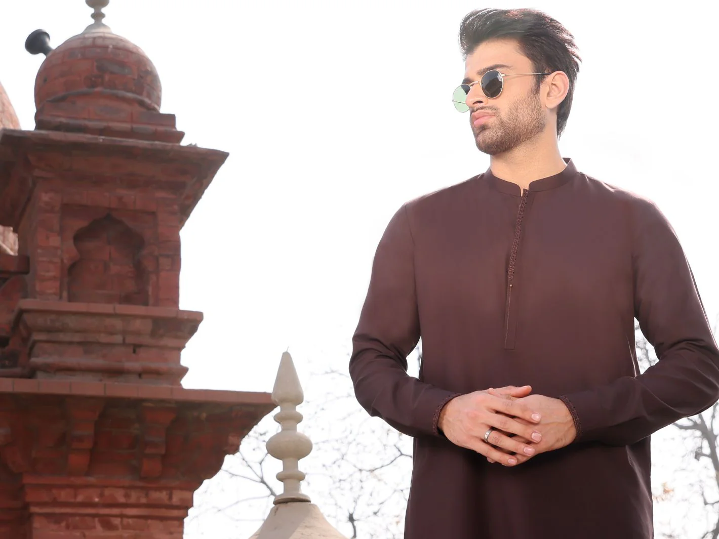 DARK BROWN VISCOSE KAMEEZ SHALWAR | AL-KS-US-2607 V-2 2021 - Image 3