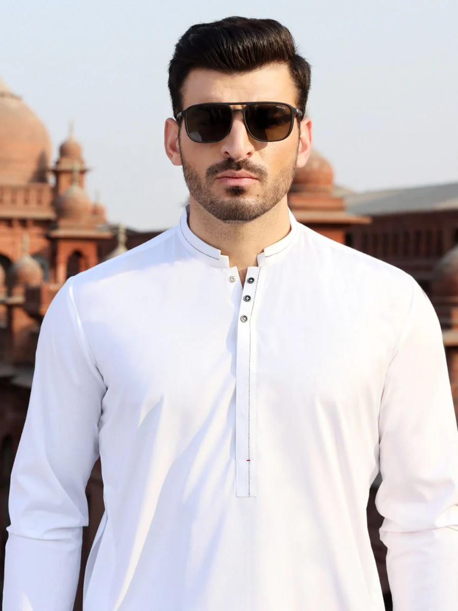 WHITE VISCOSE KAMEEZ SHALWAR | AL-KS-US-2610 V-2 2021 - Image 2