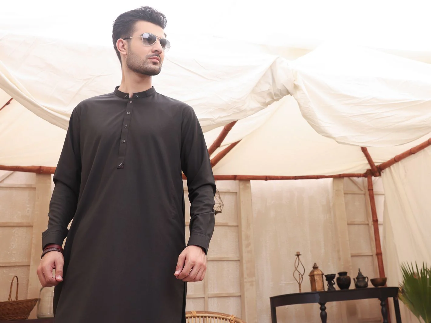CHARCOAL GREY VISCOSE KAMEEZ SHALWAR | AL-KS-US-2613/AM-898C - Image 2