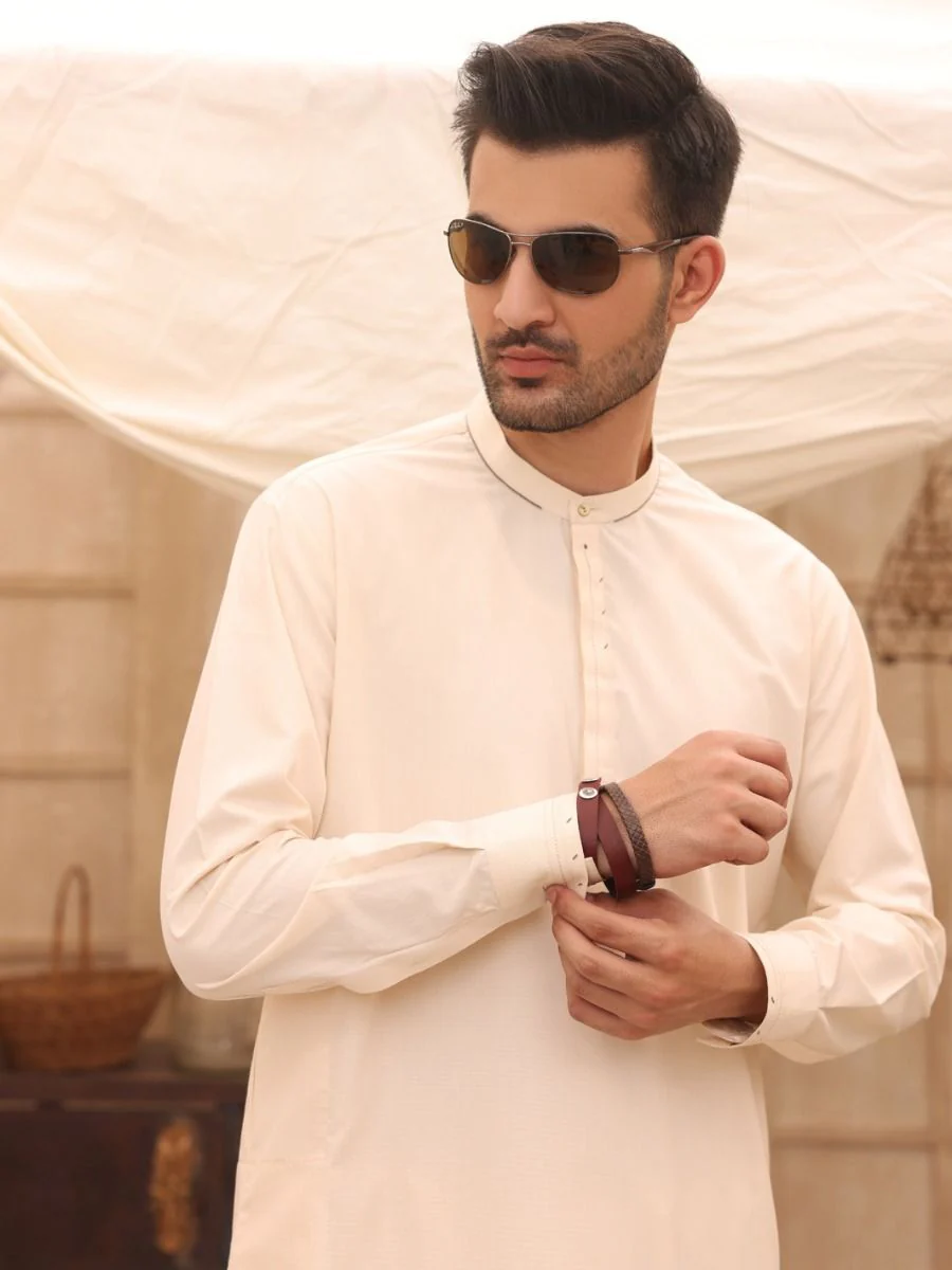 CREAM VISCOSE KAMEEZ SHALWAR | AL-KS-US-2630/AM-895A - Image 2