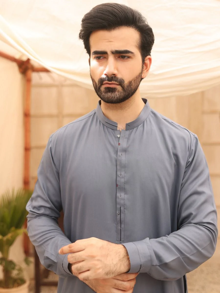 GREY BLENDED KAMEEZ SHALWAR | AL-KS-US-2631/AM-902A - Image 3