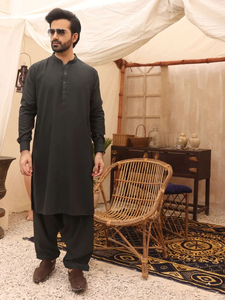 GREEN VISCOSE KAMEEZ SHALWAR | AL-KS-US-2634/AM-909C - Image 3