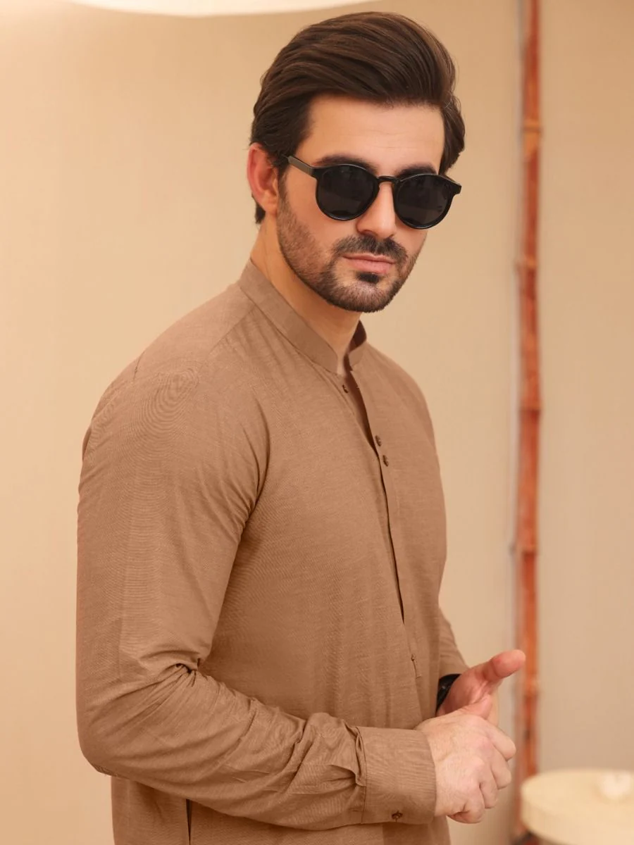 BROWN COTTON KAMEEZ SHALWAR | AL-KS-US-2638/AM-905A - Image 2