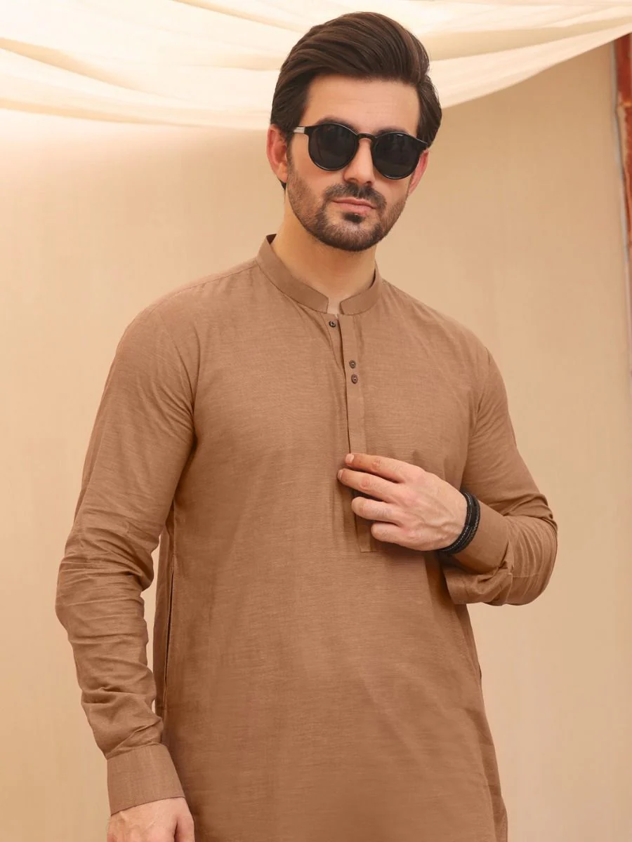 BROWN COTTON KAMEEZ SHALWAR | AL-KS-US-2638/AM-905A - Image 3