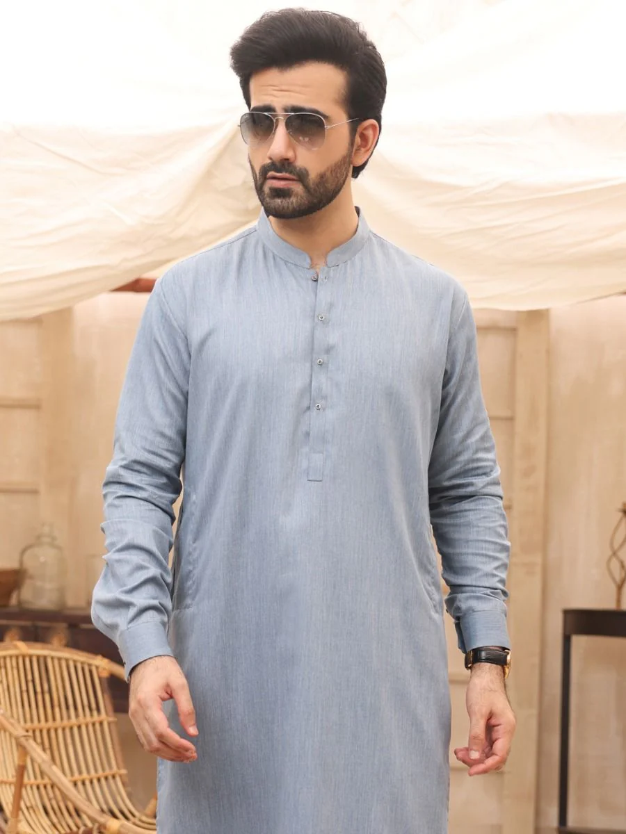 BLUE VISCOSE KAMEEZ SHALWAR | AL-KS-US-2641/AM-998C - Image 2