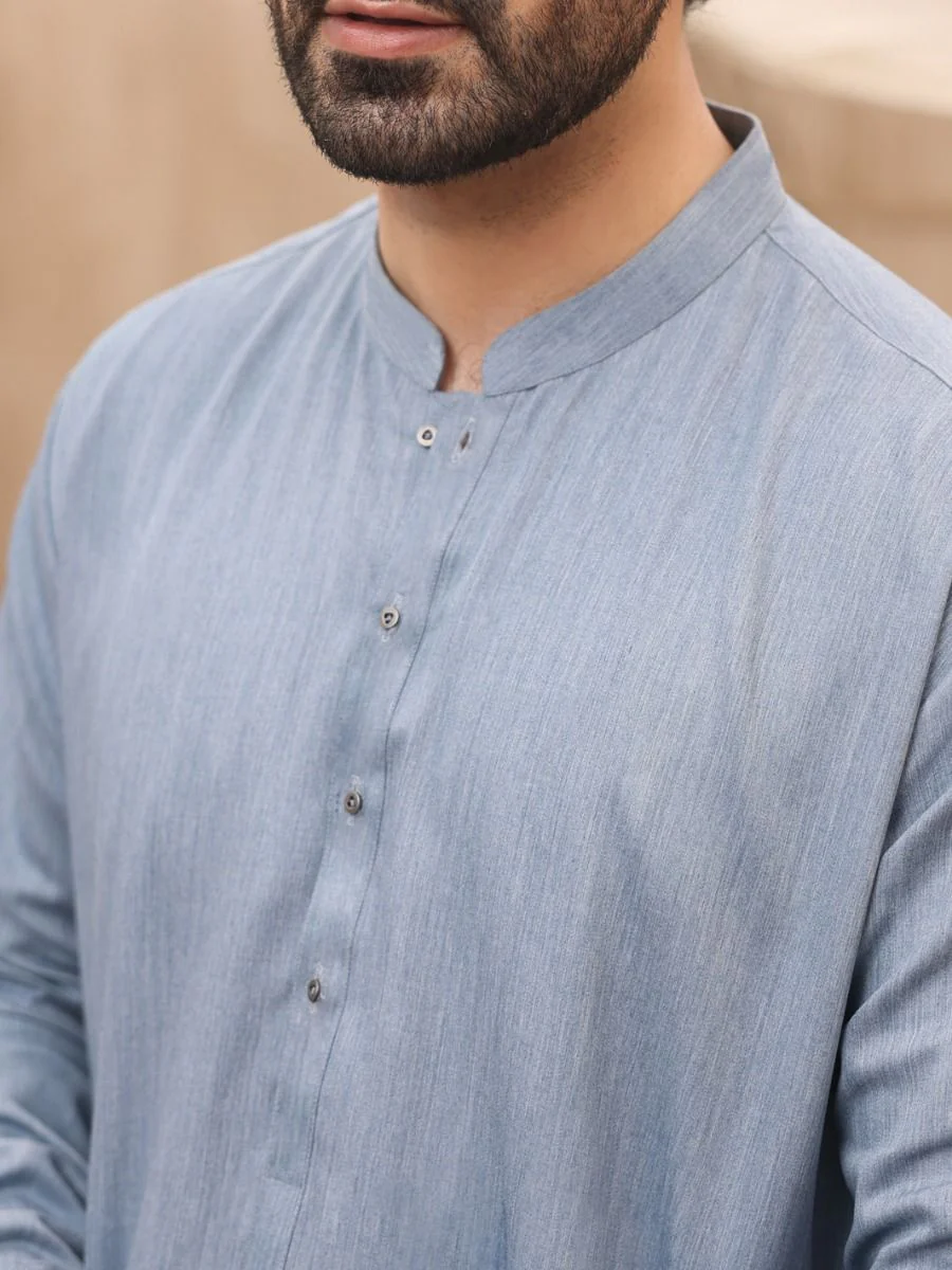 BLUE VISCOSE KAMEEZ SHALWAR | AL-KS-US-2641/AM-998C - Image 3