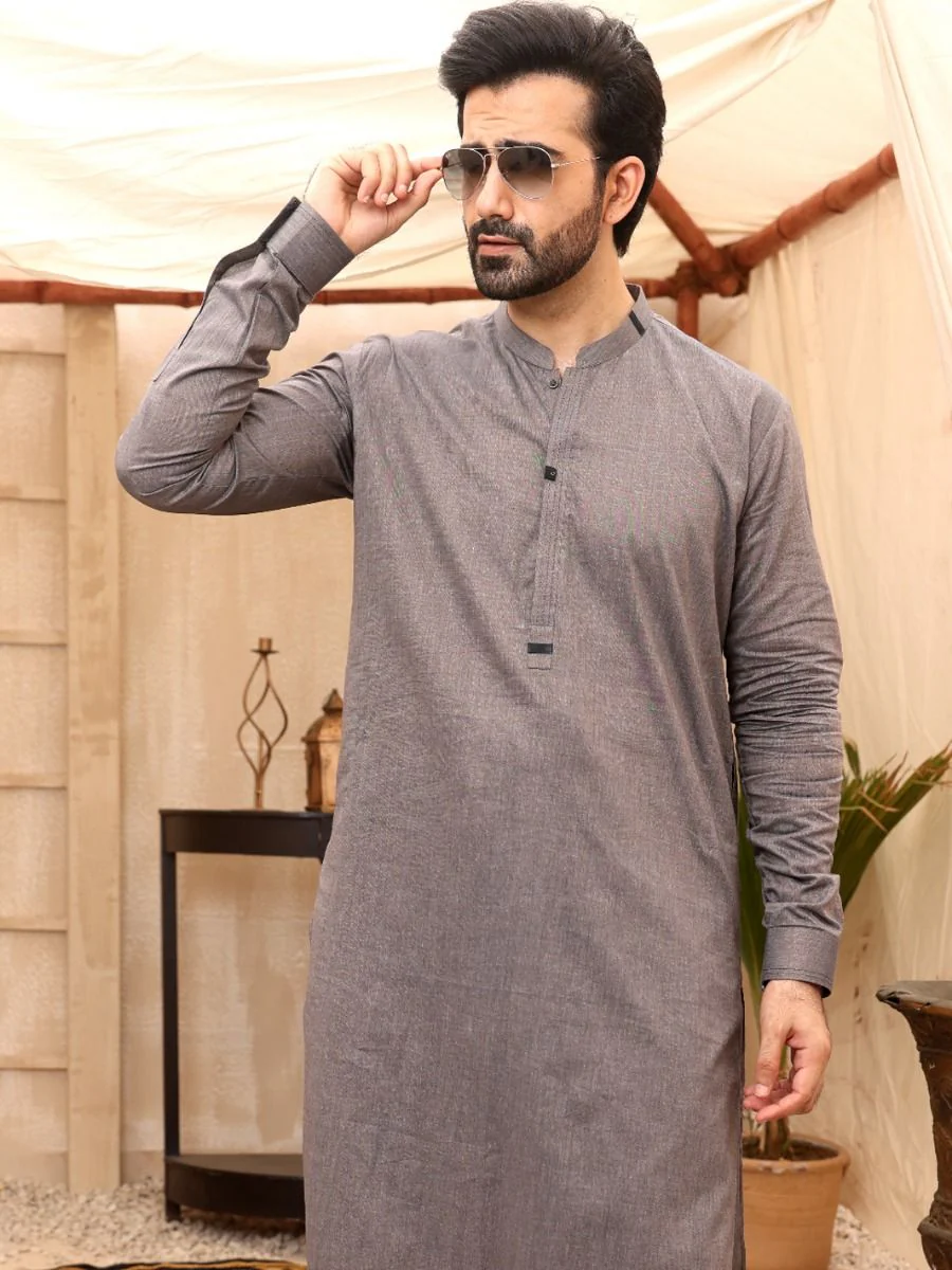 GREY COTTON KAMEEZ SHALWAR | AL-KS-US-2642/AM-905C - Image 2