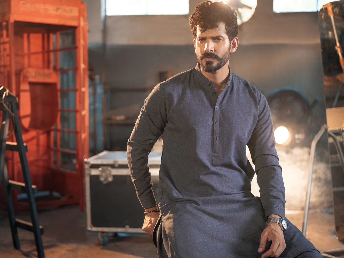 CHARCOAL GREY VISCOSE KAMEEZ SHALWAR | AL-KS-US-2650/AM-5002B - Image 3
