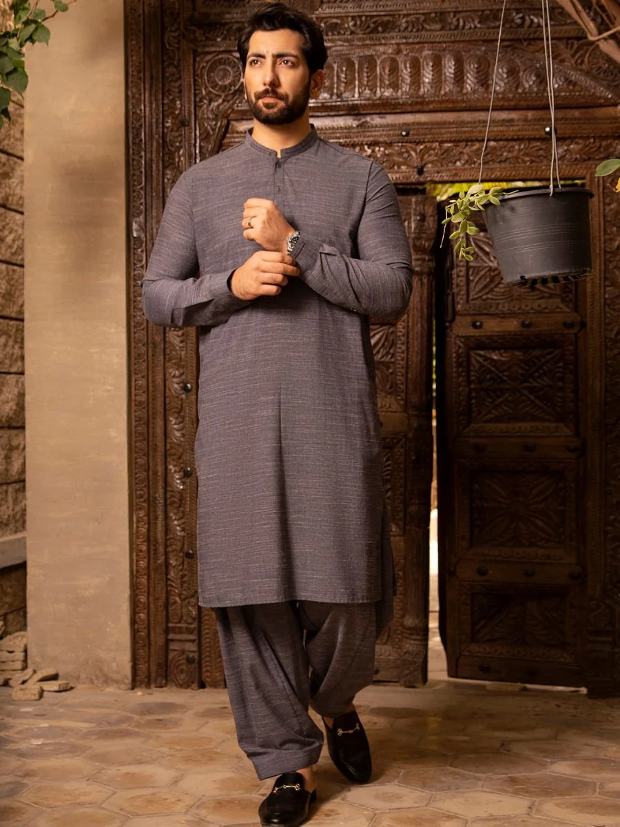 GREY VISCOSE KAMEEZ SHALWAR | AL-KS-US-2661/AM-5004B - Image 2