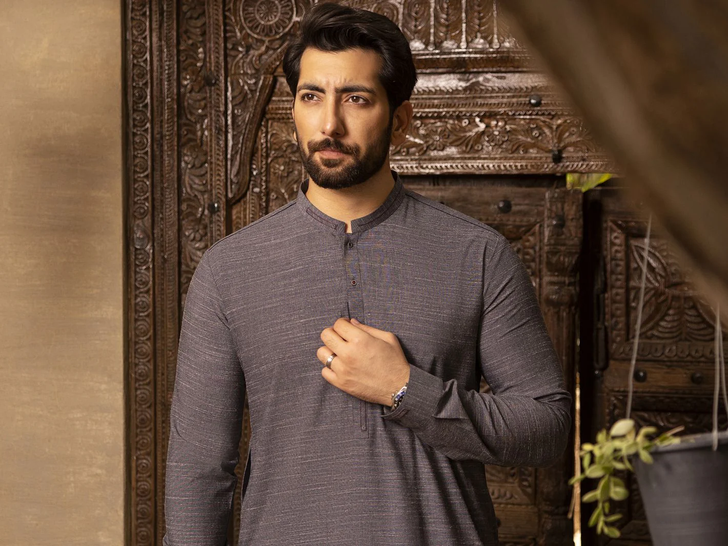 GREY VISCOSE KAMEEZ SHALWAR | AL-KS-US-2661/AM-5004B - Image 3
