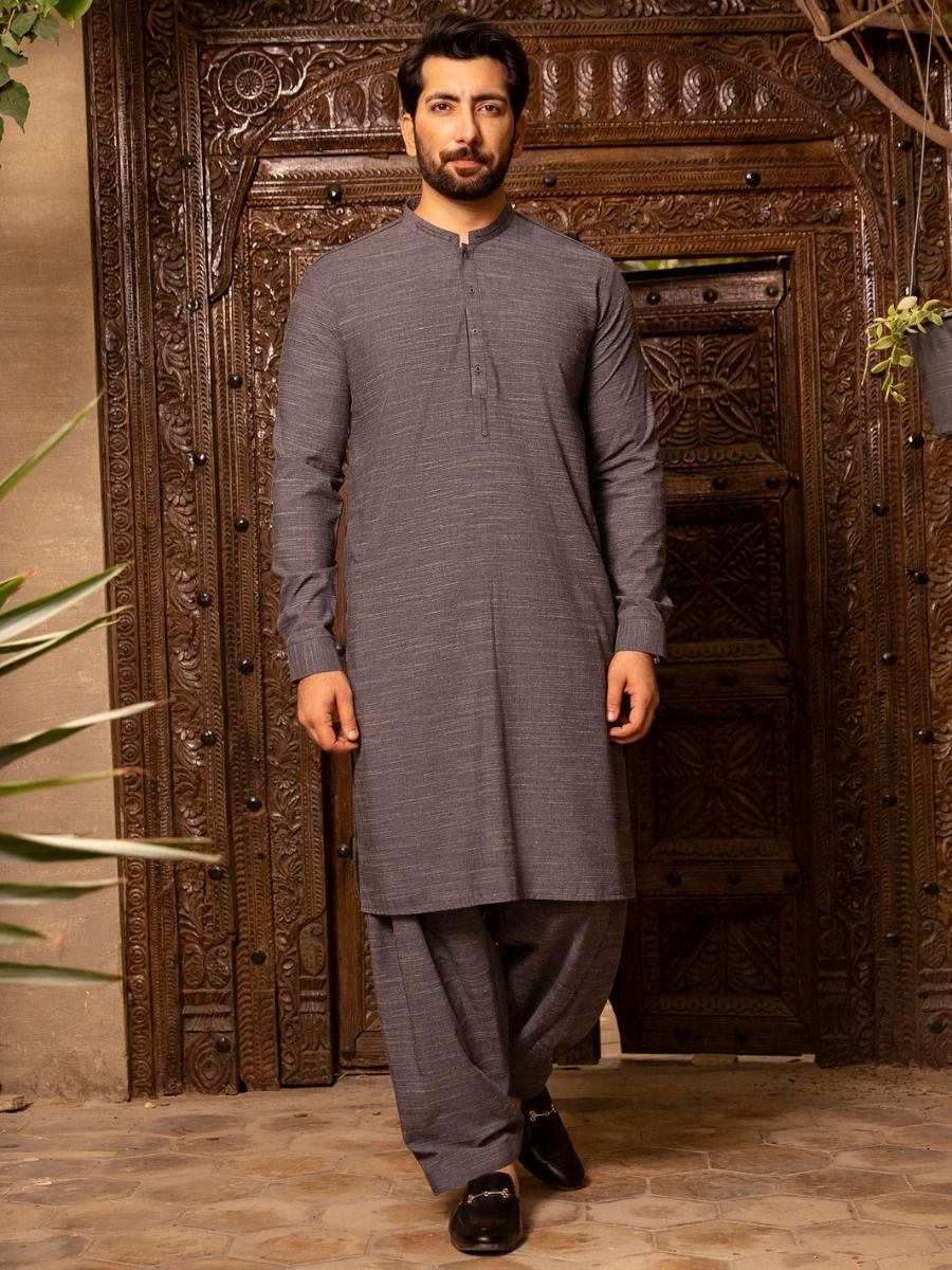 GREY VISCOSE KAMEEZ SHALWAR | AL-KS-US-2661/AM-5004B - Image 4