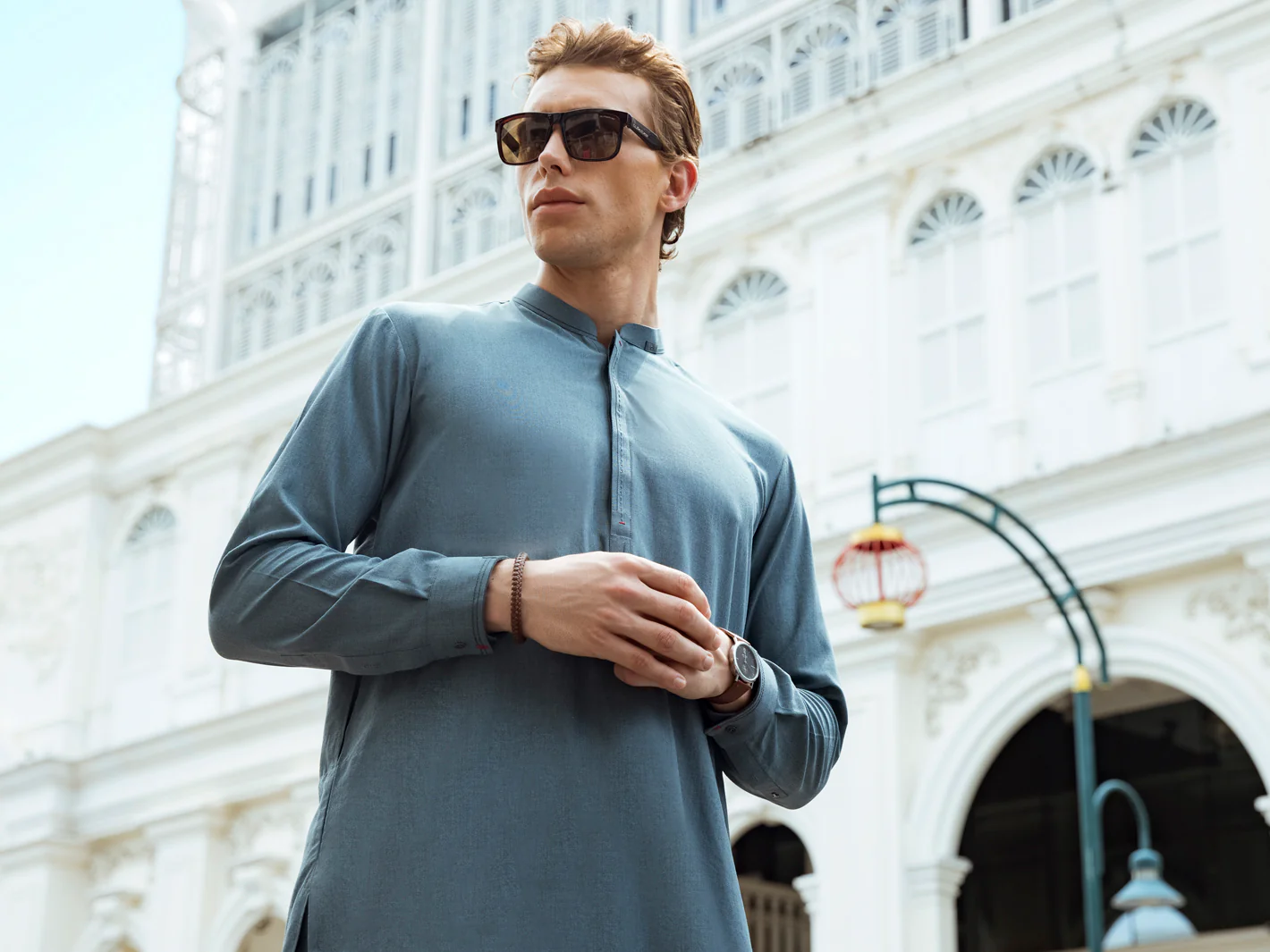 TEAL VISCOSE KAMEEZ SHALWAR | AL-KS-US-2665/AM-995B - Image 3