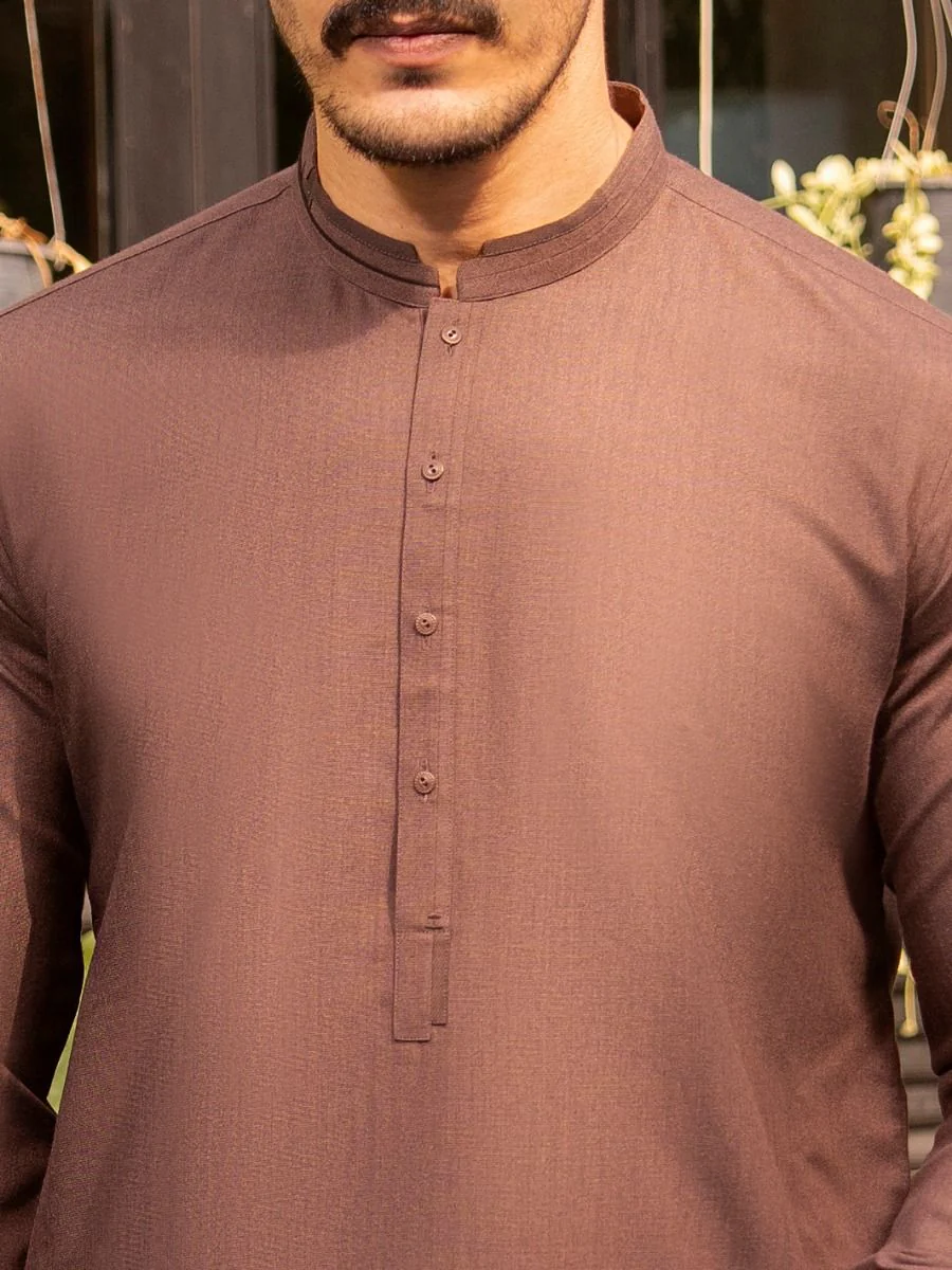 BROWN VISCOSE KAMEEZ SHALWAR | AL-KS-US-2669/AM-5001A - Image 2