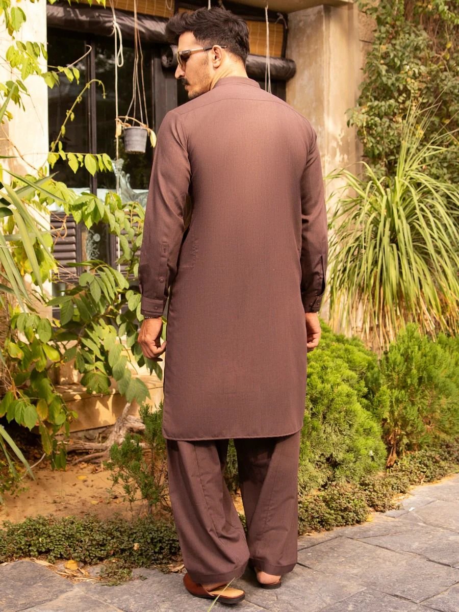 BROWN VISCOSE KAMEEZ SHALWAR | AL-KS-US-2669/AM-5001A - Image 4