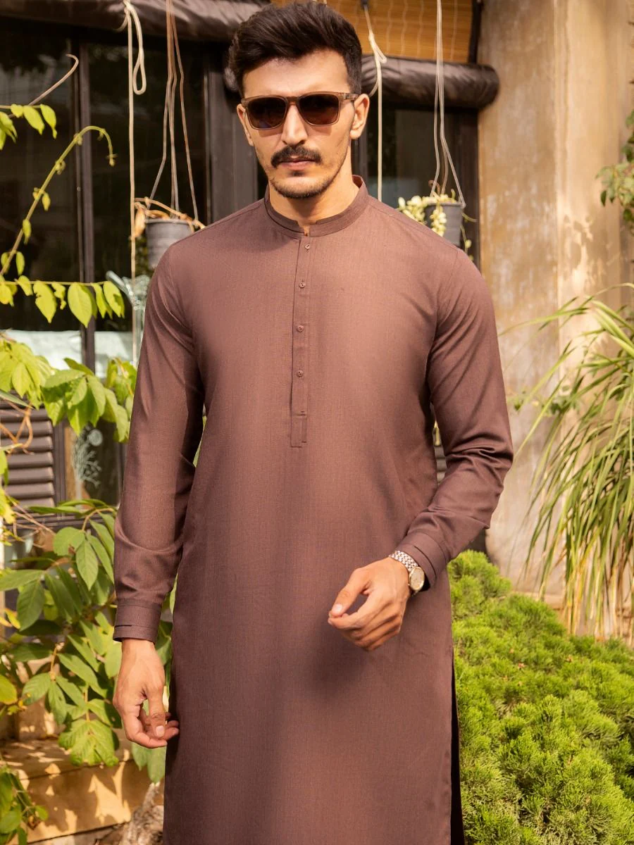 BROWN VISCOSE KAMEEZ SHALWAR | AL-KS-US-2669/AM-5001A - Image 5